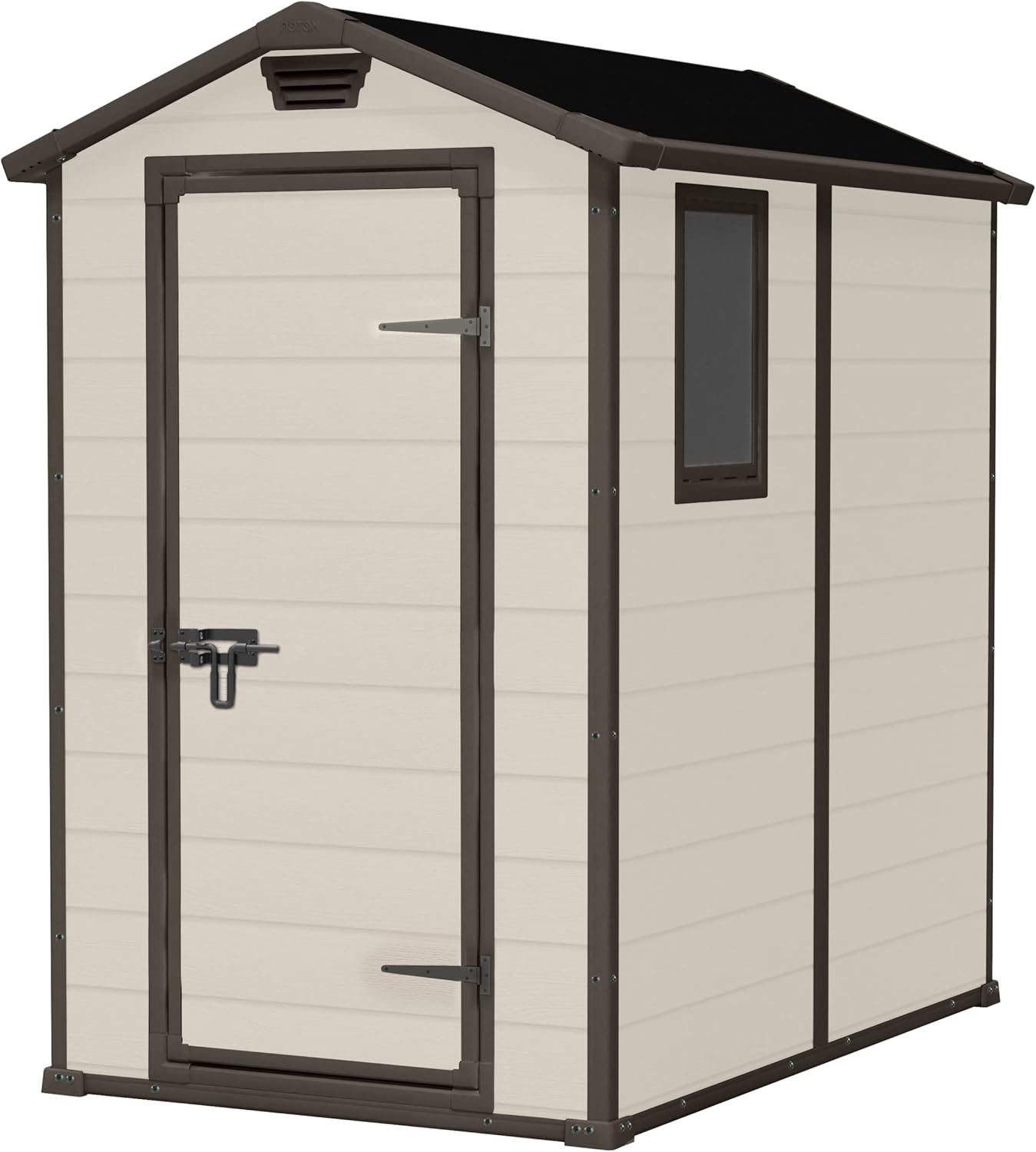 Keter Manor 4x6S Gartenhaus wetterfest 3.8m³, Kunststoff, Outdoor, Außenmaße: BxTxH:130x192x198cm, Innenmaße: BxTxH:111x177x190cm, grau