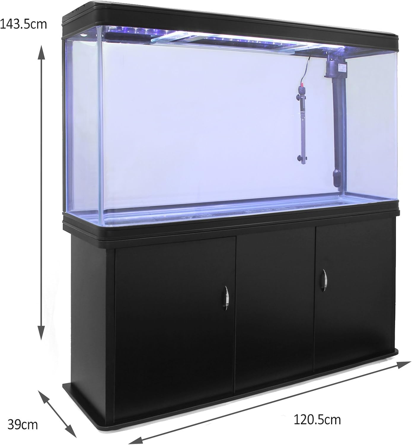 300 Liter Heimaquarium Aquarium mit Unterschrank Aquariumkobination 143.5cm H x 120.5cm L x 39cm B