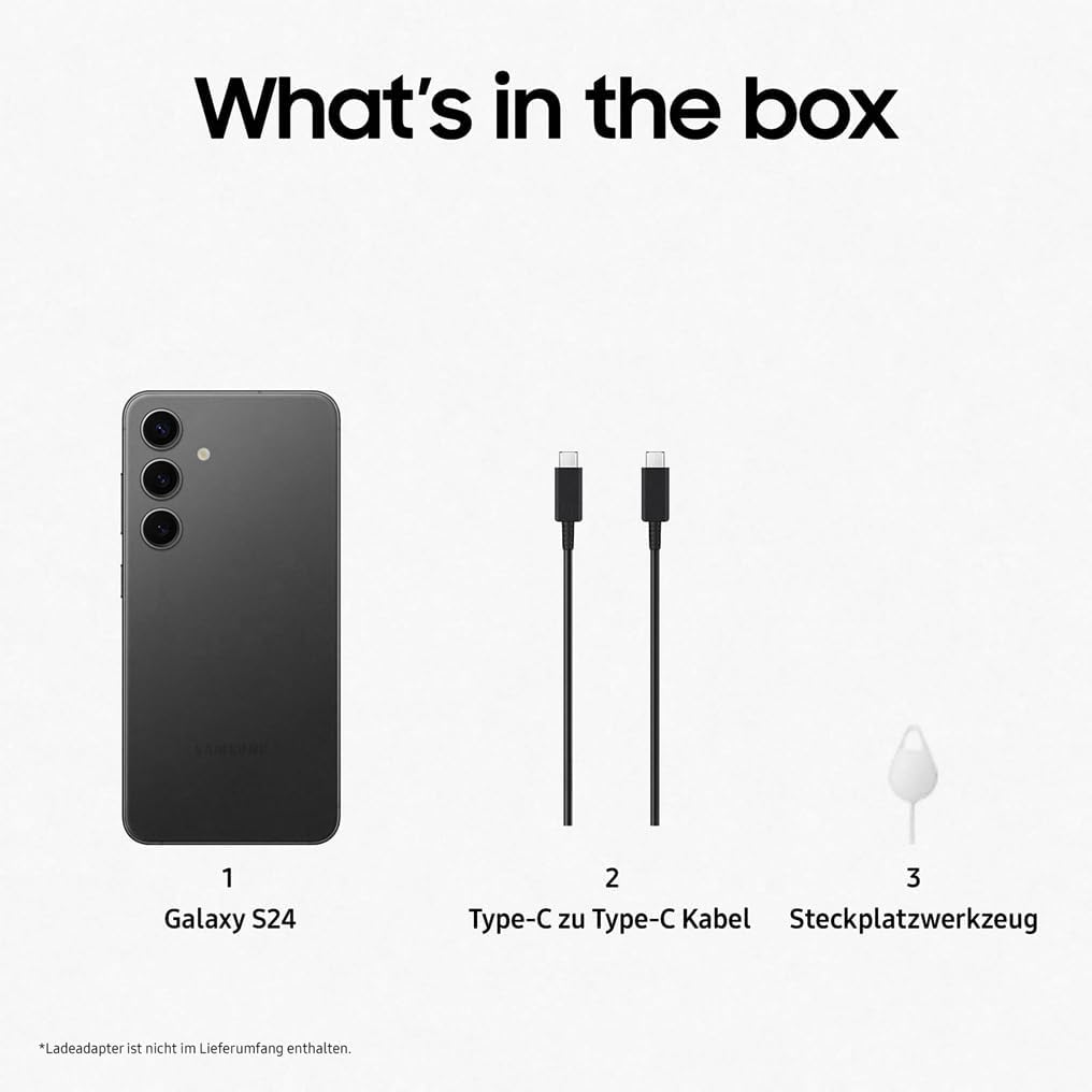 Samsung Galaxy S24 AI Smartphone, Android-Handy ohne Vertrag, 8 GB RAM, 128 GB Speicher, 50-MP-Kamera, Lange Akkulaufzeit, Onyx Black, 3 Jahre Herstellergarantie