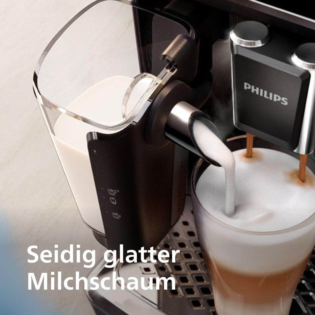Philips Series 5400 Kaffeevollautomat – LatteGo Milchsystem, 12 Kaffeespezialitäten, Intuitives Display, 4 Benutzerprofile, Schwarz (EP5441/50)