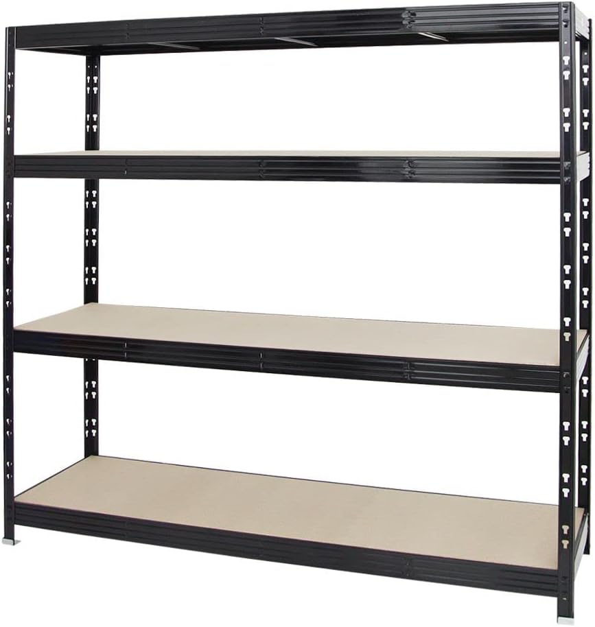 PROREGAL Profi Schwerlastregal Rhino EXTRA BREIT schwarz HxBxT 180x200x60cm Fachlast 500kg 4X Spanplatten-Ebenen 8mm Garagenregal, Lagerregal, Steckregal, Weitspannregal
