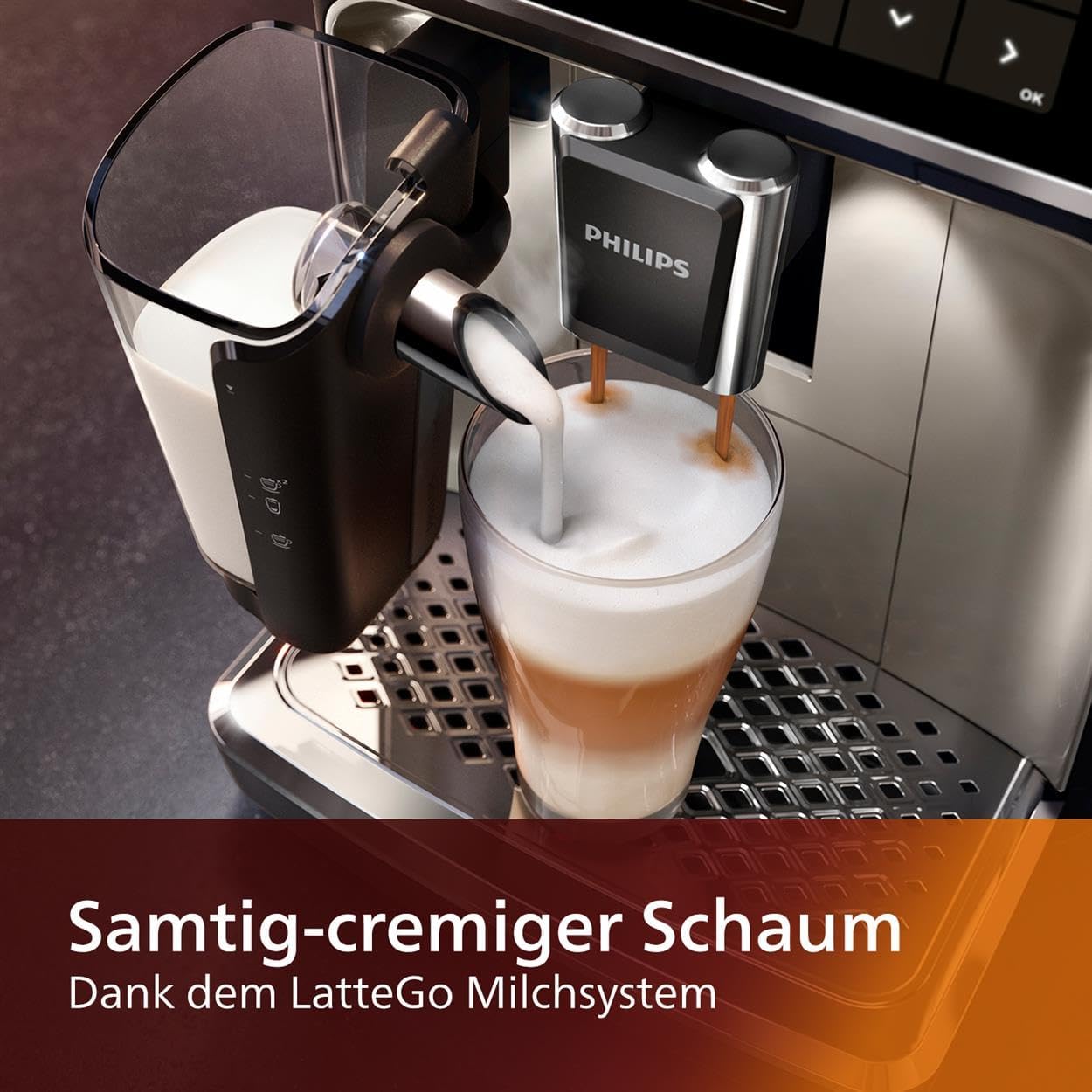 Philips Series 5400 Kaffeevollautomat – LatteGo Milchsystem, 12 Kaffeespezialitäten, Intuitives Display, 4 Benutzerprofile, Schwarz (EP5441/50)