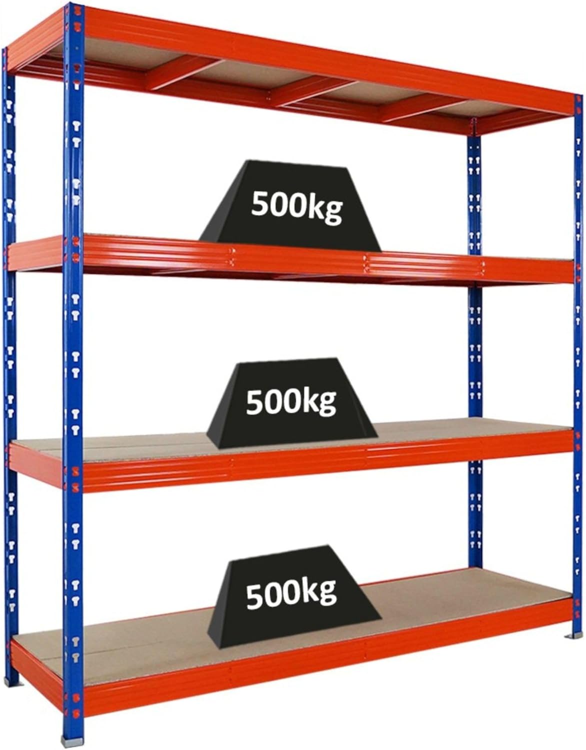 PROREGAL Profi Schwerlastregal Rhino EXTRA BREIT schwarz HxBxT 180x200x60cm Fachlast 500kg 4X Spanplatten-Ebenen 8mm Garagenregal, Lagerregal, Steckregal, Weitspannregal