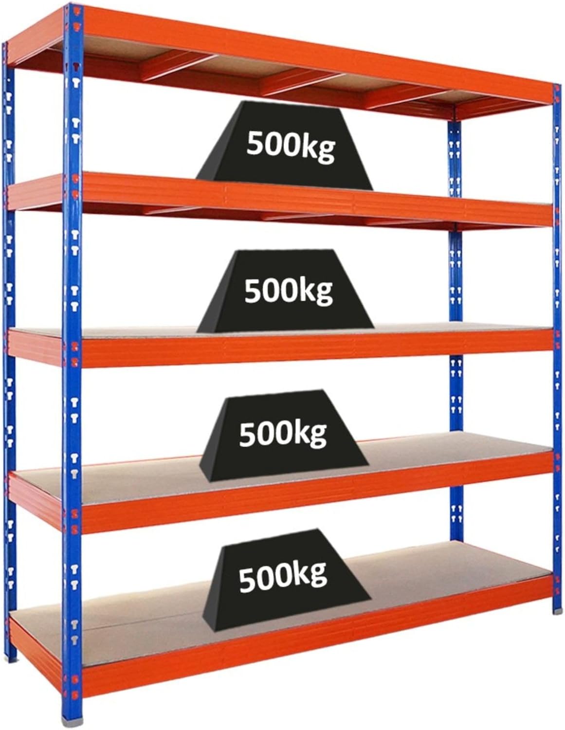 PROREGAL Profi Schwerlastregal Rhino EXTRA BREIT schwarz HxBxT 180x200x60cm Fachlast 500kg 4X Spanplatten-Ebenen 8mm Garagenregal, Lagerregal, Steckregal, Weitspannregal