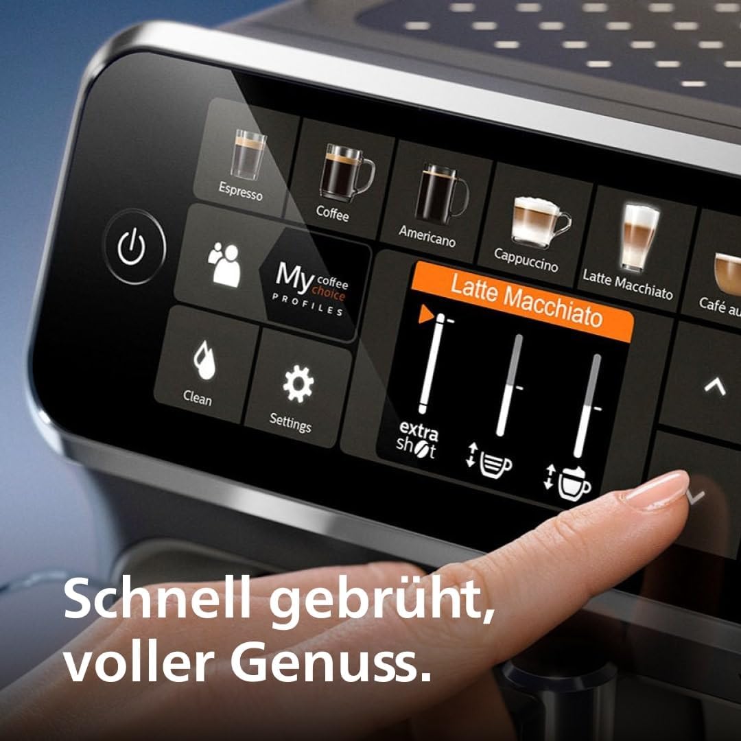 Philips Series 5400 Kaffeevollautomat – LatteGo Milchsystem, 12 Kaffeespezialitäten, Intuitives Display, 4 Benutzerprofile, Schwarz (EP5441/50)