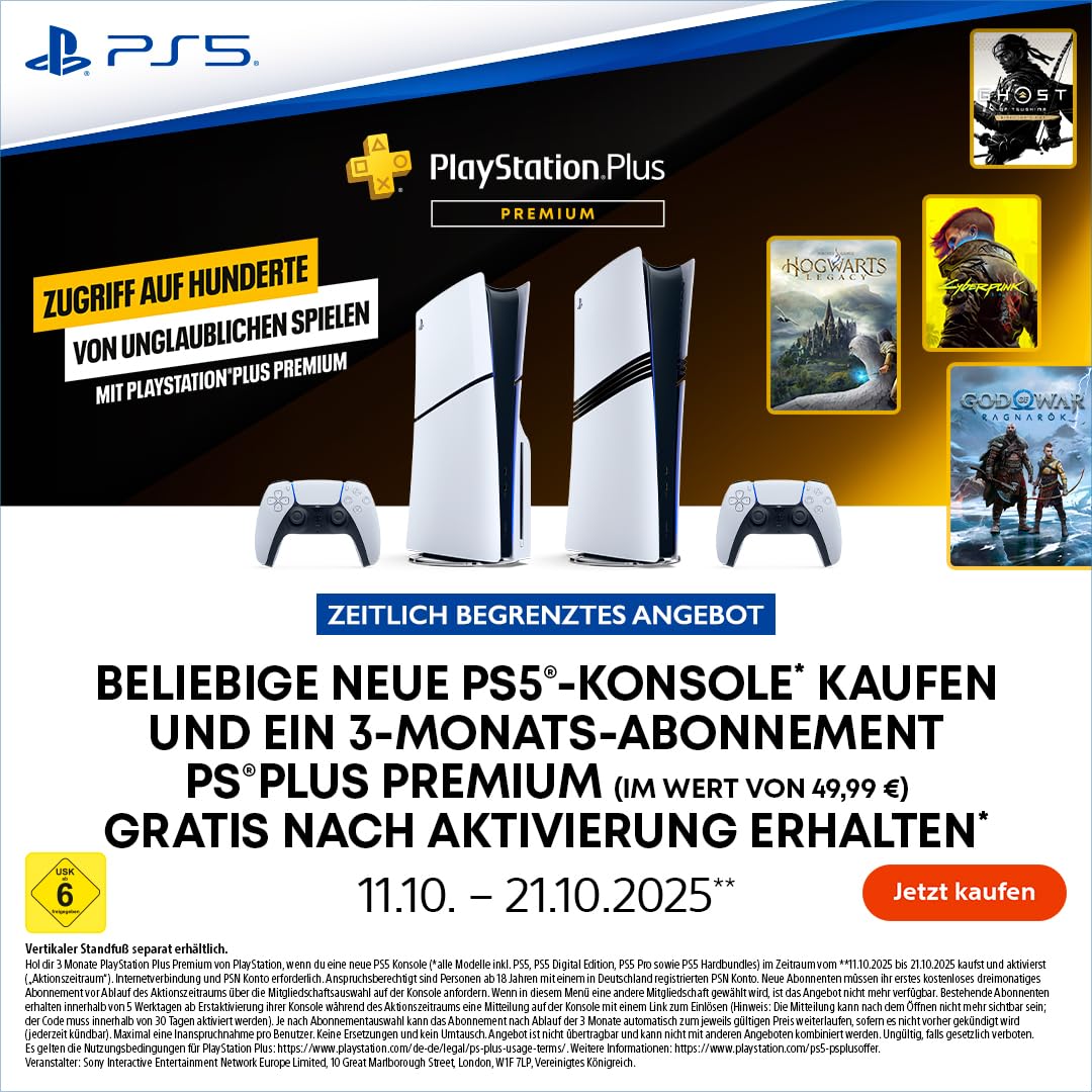 Playstation®5 Standard Konsole (Slim) inkl. 3 Monats-Abonnement PS®Plus gratis nach Aktivierung*