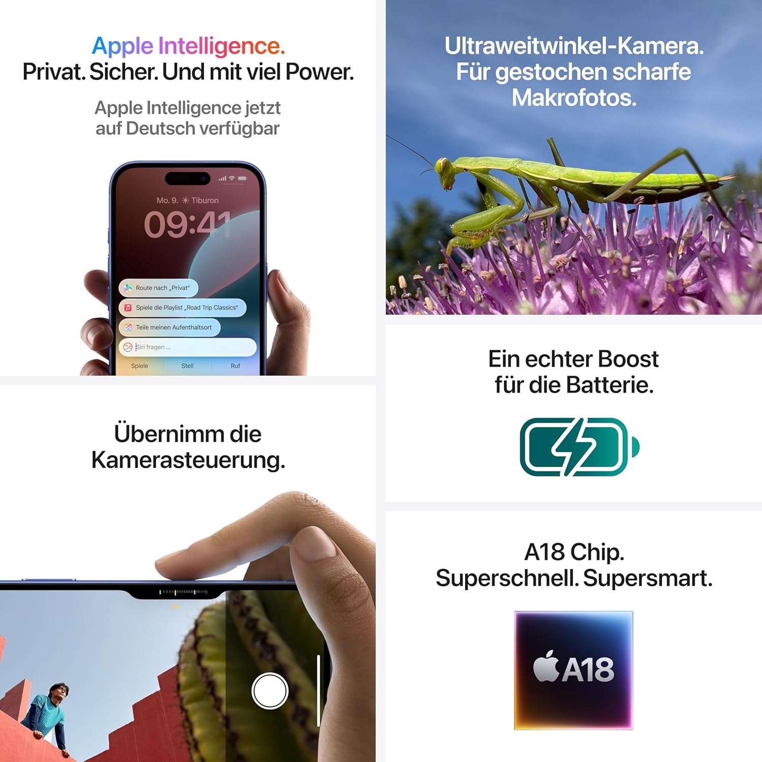 Apple iPhone 16 128 GB: 5G Handy mit Kamerasteuerung, A18 Chip und einem echten Boost für die Batterie. Funktioniert mit AirPods, Rosé