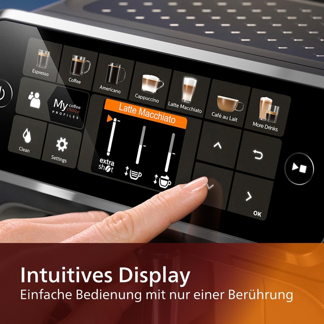 Philips Series 5400 Kaffeevollautomat – LatteGo Milchsystem, 12 Kaffeespezialitäten, Intuitives Display, 4 Benutzerprofile, Schwarz (EP5441/50)