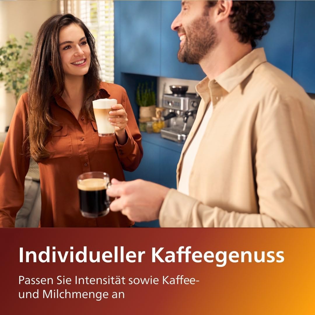 Philips Series 5400 Kaffeevollautomat – LatteGo Milchsystem, 12 Kaffeespezialitäten, Intuitives Display, 4 Benutzerprofile, Schwarz (EP5441/50)
