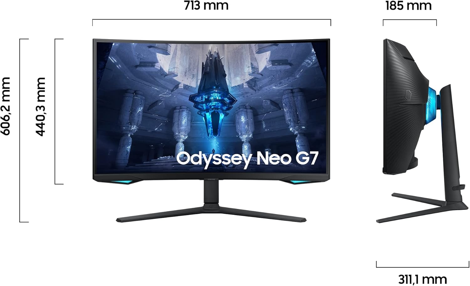 Samsung Odyssey Neo G7 Gaming Monitor S32BG750NP, 32 Zoll, VA-Panel, 4K UHD-Auflösung, AMD FreeSync Premium Pro, 1 ms (G/G) Reaktionszeit, Bildwiederholrate 165 Hz, Schwarz