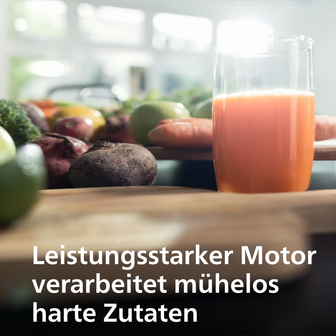 Philips 3000 Series Entsafter – XXL-Einfüllschacht, FibreBoost-Technologie, QuickClean, 2L Kapazität, 1100W leistungsstarker Motor für frischen & fruchtfleischreichen Saft (HR1921/20)