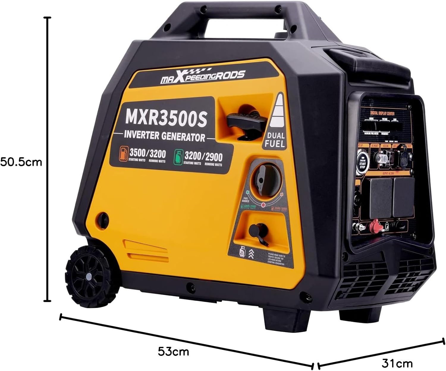 maXpeedingrods Stromgenerator Inverter 3500W Generator Gas Leise mit Elektrostarter Fernbedienung Stromerzeuger LPG Benzin Digitaler Leicht als Notstromaggregat für Camping Garage Reise Outdoor