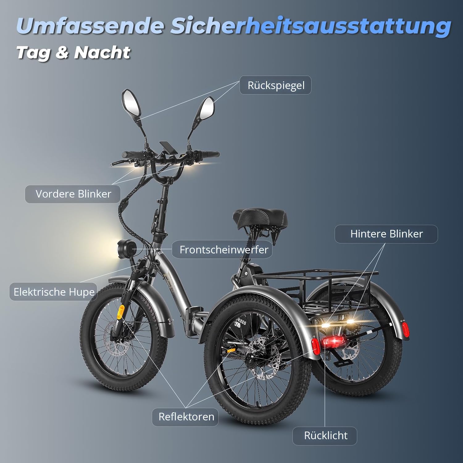 Fafrees F20 Mate E Bike Dreirad für Erwachsene 48V Zulassung [ Offiziell ] Herren E Bike Damen, Elektrofahrrad 3 Rädern 65N.m, Elektro Dreirad 20 Zoll, Ebike Lastenfahrrad IPX5, Fahrrad Fatbike 180kg