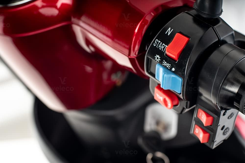 VELECO ZT15 - Dreirad Mobilitätsroller – komplett montiert und fahrbereit – elektromagnetische Bremse – Digitaler Tachometer - geräumiger Stauraum - 3 Rad Seniorenmobil (ROT)