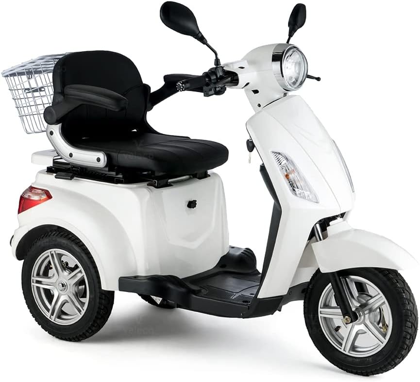 VELECO ZT15 - Dreirad Mobilitätsroller – komplett montiert und fahrbereit – elektromagnetische Bremse – Digitaler Tachometer - geräumiger Stauraum - 3 Rad Seniorenmobil (ROT)