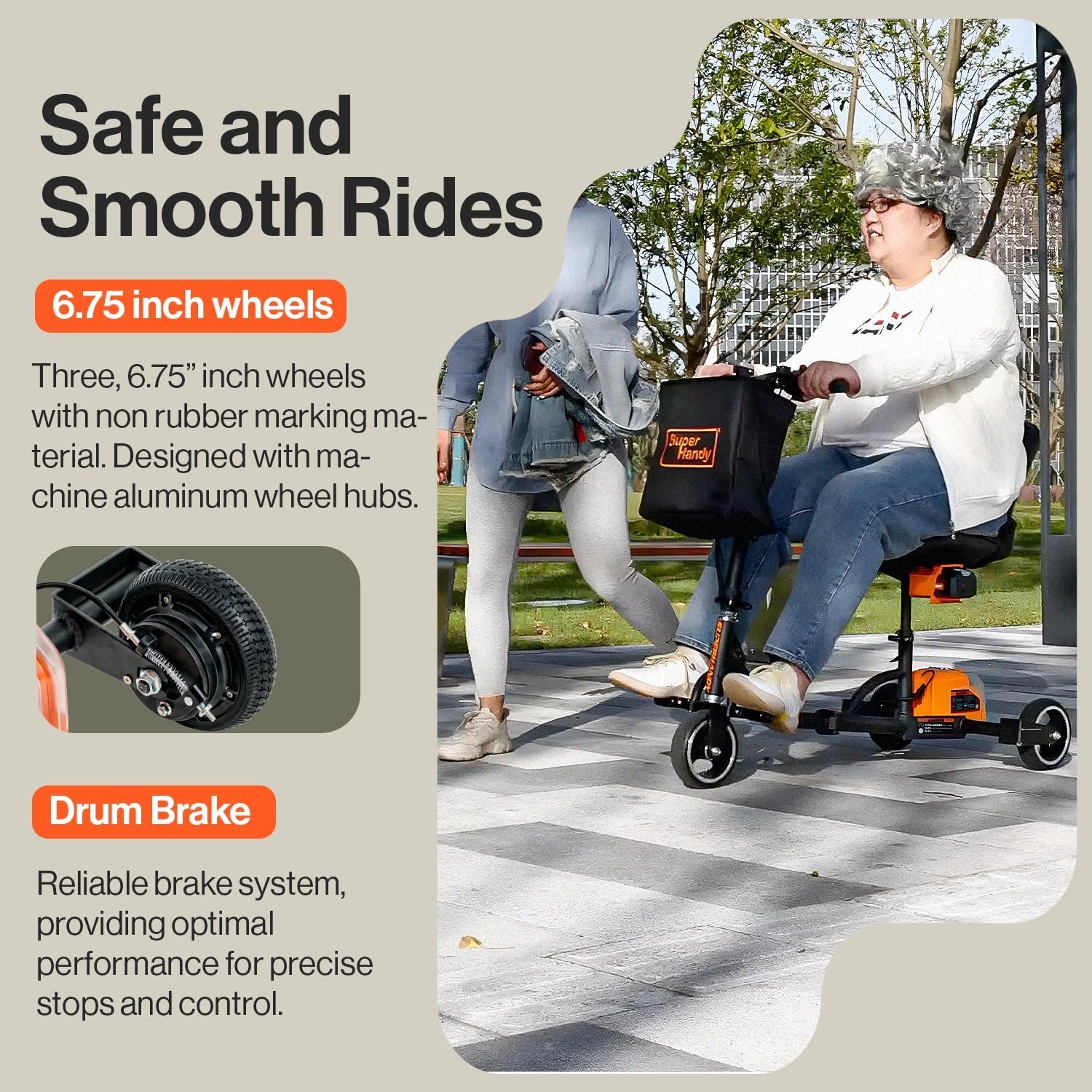 SuperHandy 3 Räder faltbar E-Mobilität, ultraleicht, kompakt, faltbar, große Reichweite, mit abnehmbaren 48 V Batterie bei einer maximalen Belastung von 125 kg, Tasche enthalten