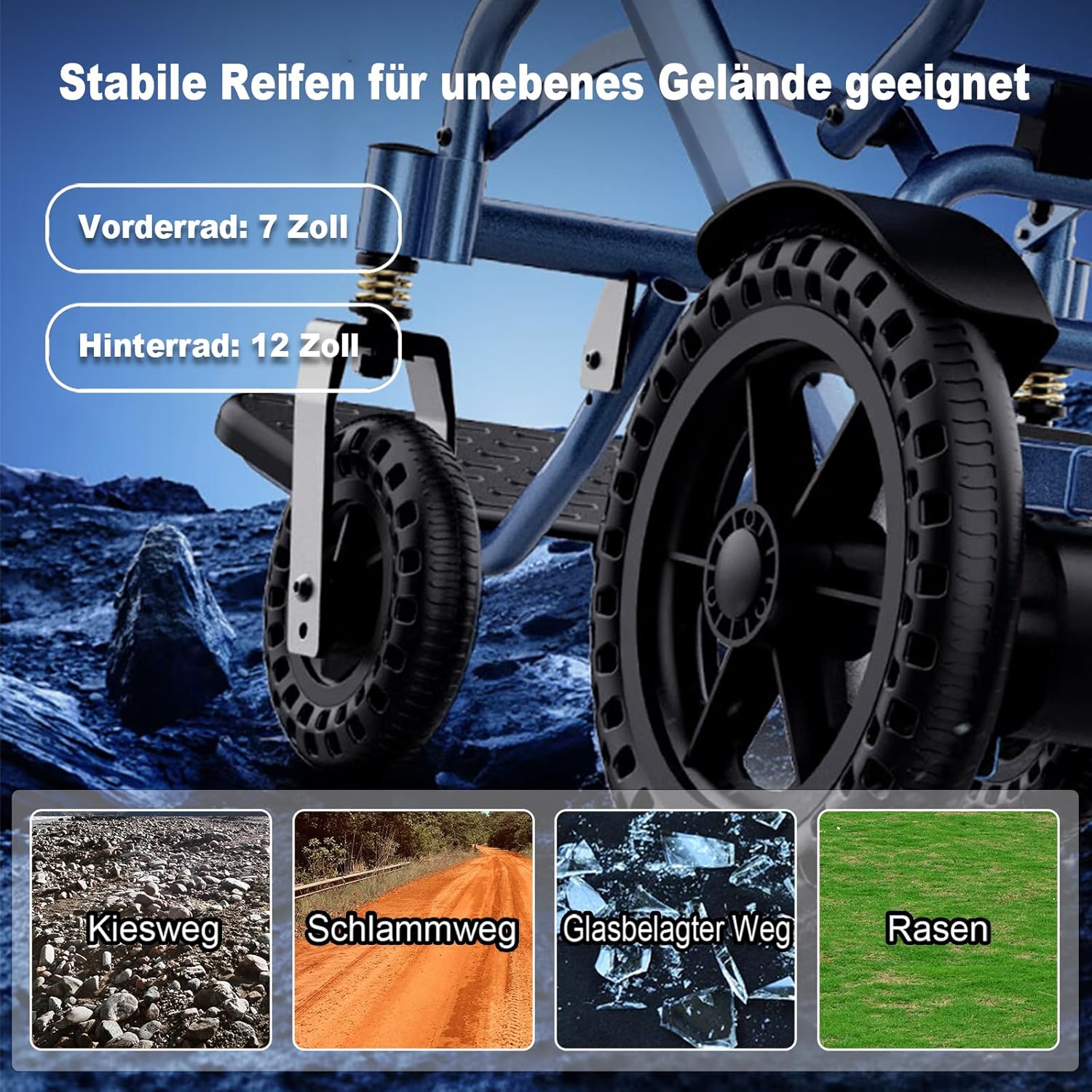 D04 Elektrischer Rollstuhl faltbar leicht, Transportrollstuhl für Senioren, reisetauglich & schmal, bis 150 kg, mit Joystick, 500W Motor, herausnehmbarer 10Ah Akku, bis zu 20 km Reichweite