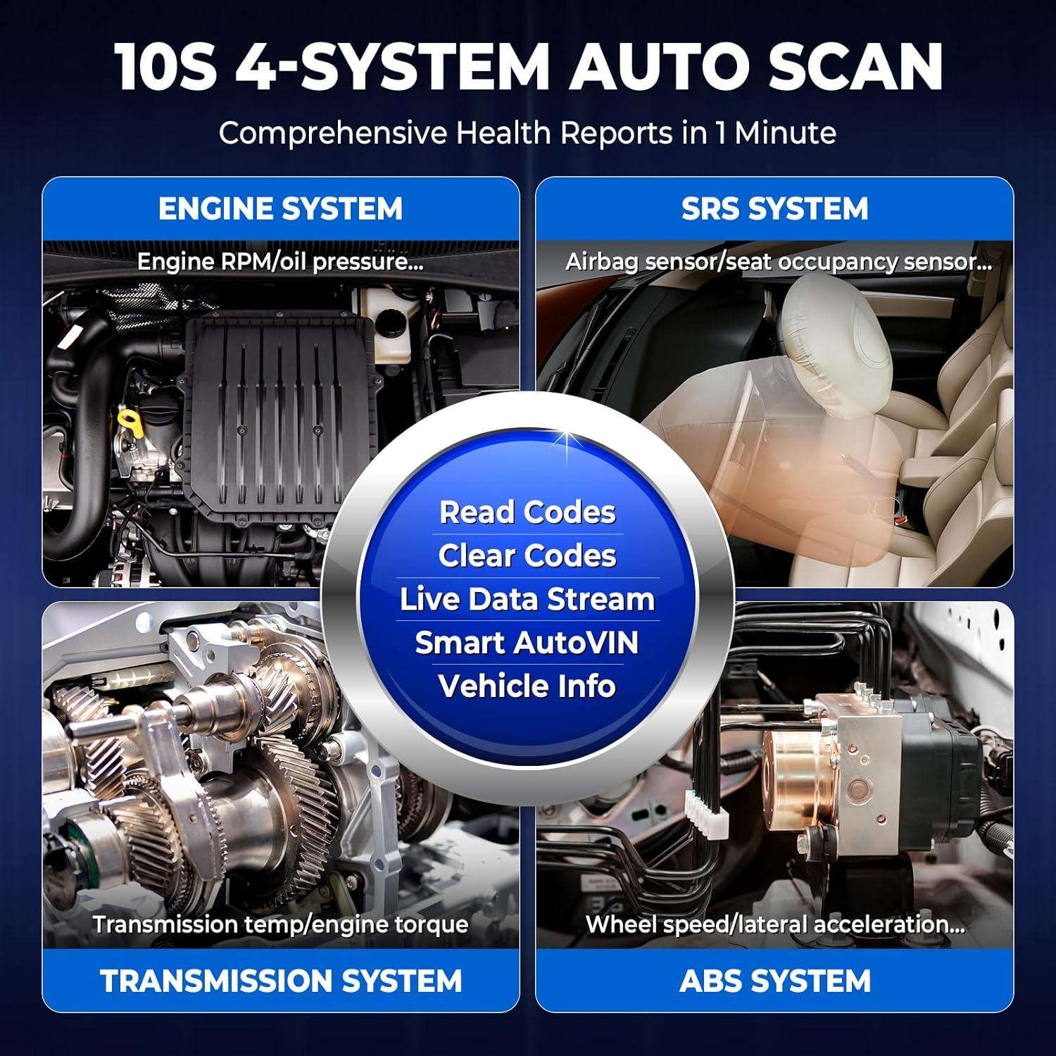 LAUNCH CRP129X V2.0 obd2 Diagnosegerät mit 4-Systemdiagnosen (Motor SRS at/MT und ABS) zurücksetzen für öl SAS EPB TPMS BMS DPF ABS AFS ETS ADBLUE AIRFUEL Bremse, 12 Reset-Funktionen, AutoVIN