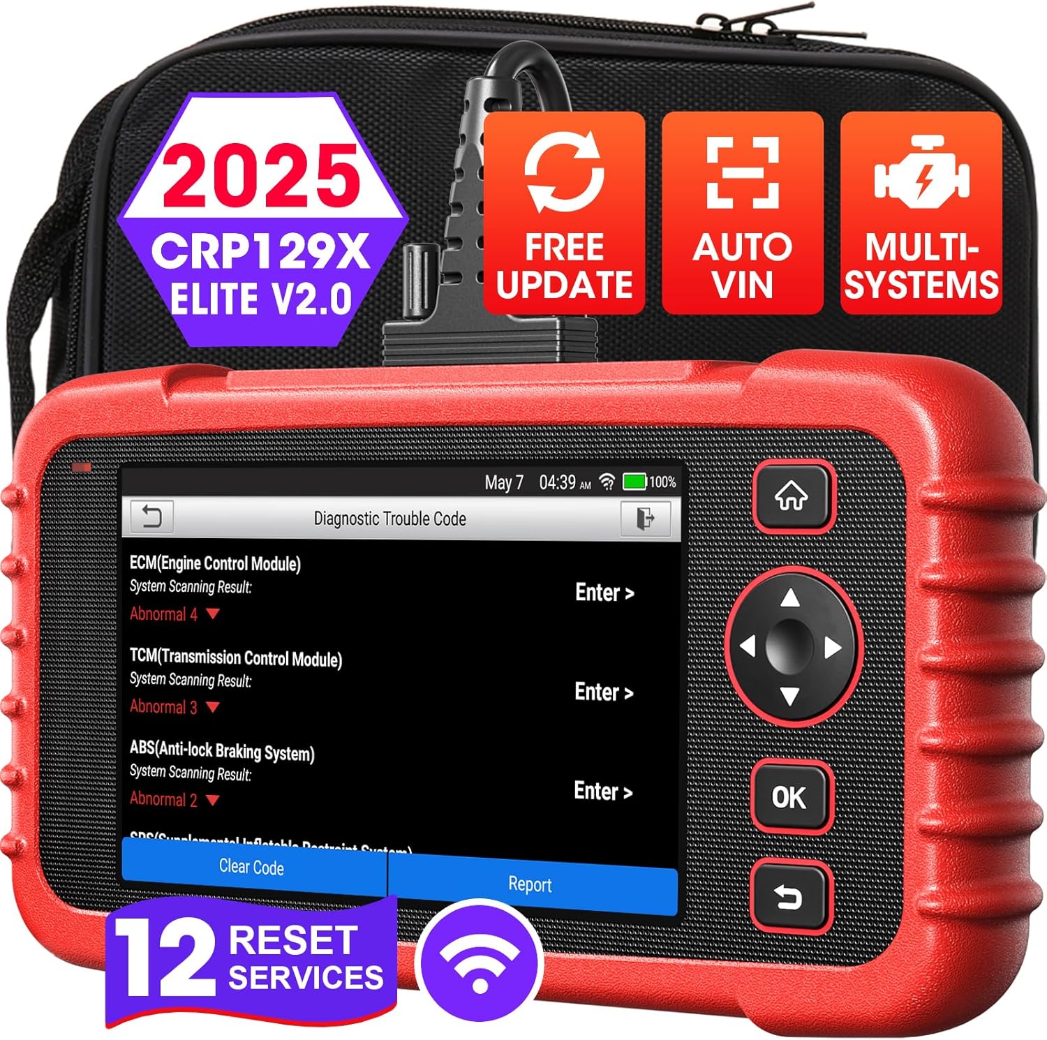 LAUNCH CRP129X V2.0 obd2 Diagnosegerät mit 4-Systemdiagnosen (Motor SRS at/MT und ABS) zurücksetzen für öl SAS EPB TPMS BMS DPF ABS AFS ETS ADBLUE AIRFUEL Bremse, 12 Reset-Funktionen, AutoVIN