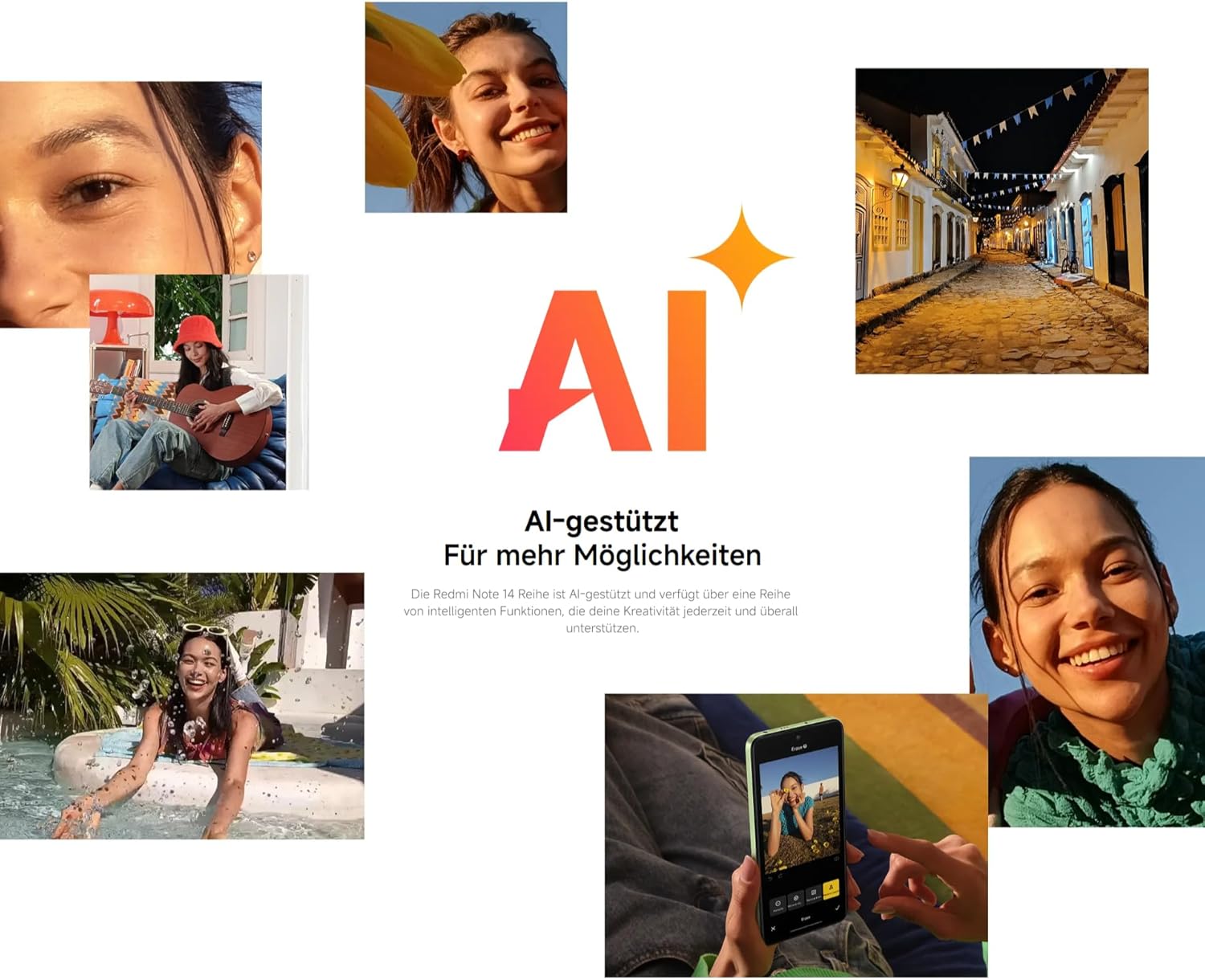 【DE】Xiaomi Redmi Note 14 Smartphone, 8 + 256GB, Blue, 108MP AI-Kamerasystem, 5500mAh Akku, 120Hz Augenschutzdisplay, AI-Funktionen