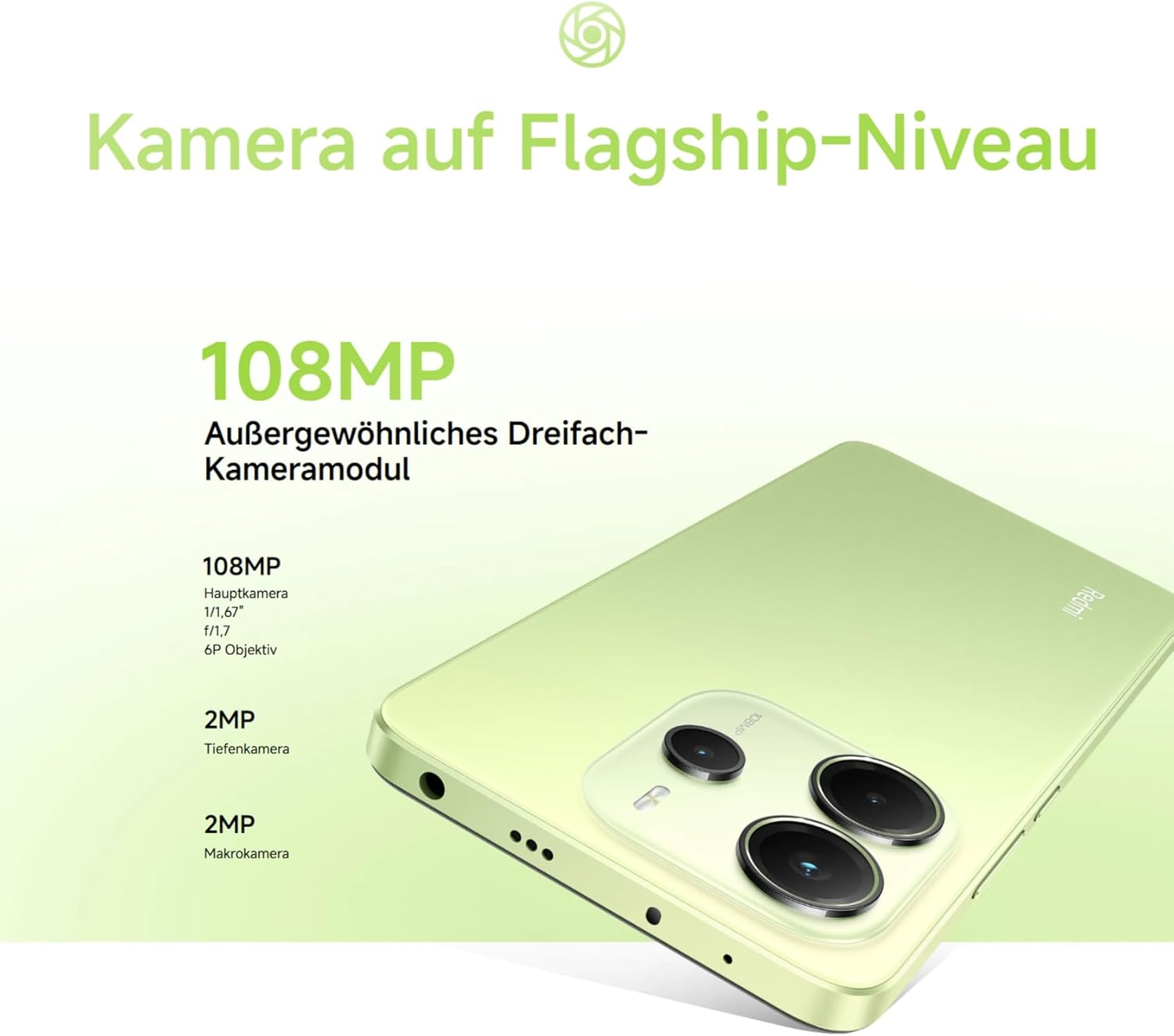 【DE】Xiaomi Redmi Note 14 Smartphone, 8 + 256GB, Blue, 108MP AI-Kamerasystem, 5500mAh Akku, 120Hz Augenschutzdisplay, AI-Funktionen