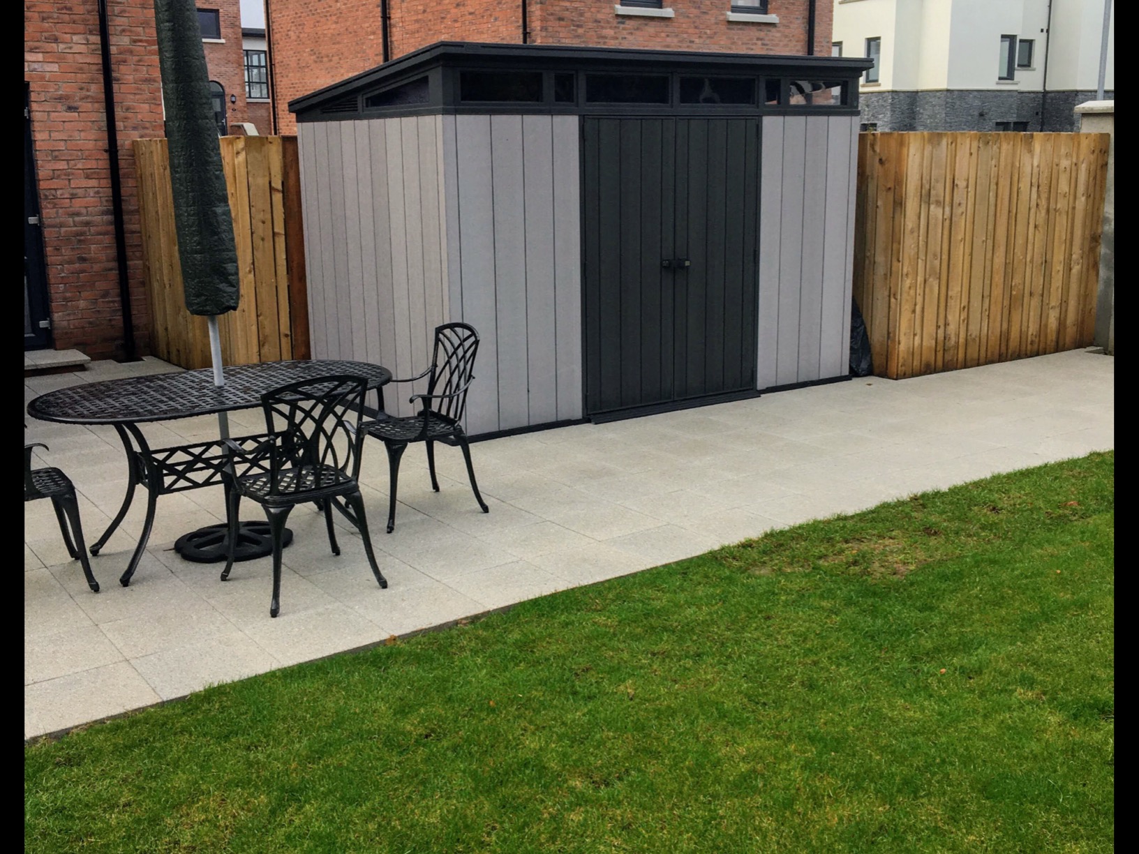 Keter Artisan Outdoor Pent Double Door Garden Storage Shed 7 x 7ft Grey Duotech+ Wood look and feel, Fade Free, All Weather Resistant, Safe and Secure, Zero Maintenance