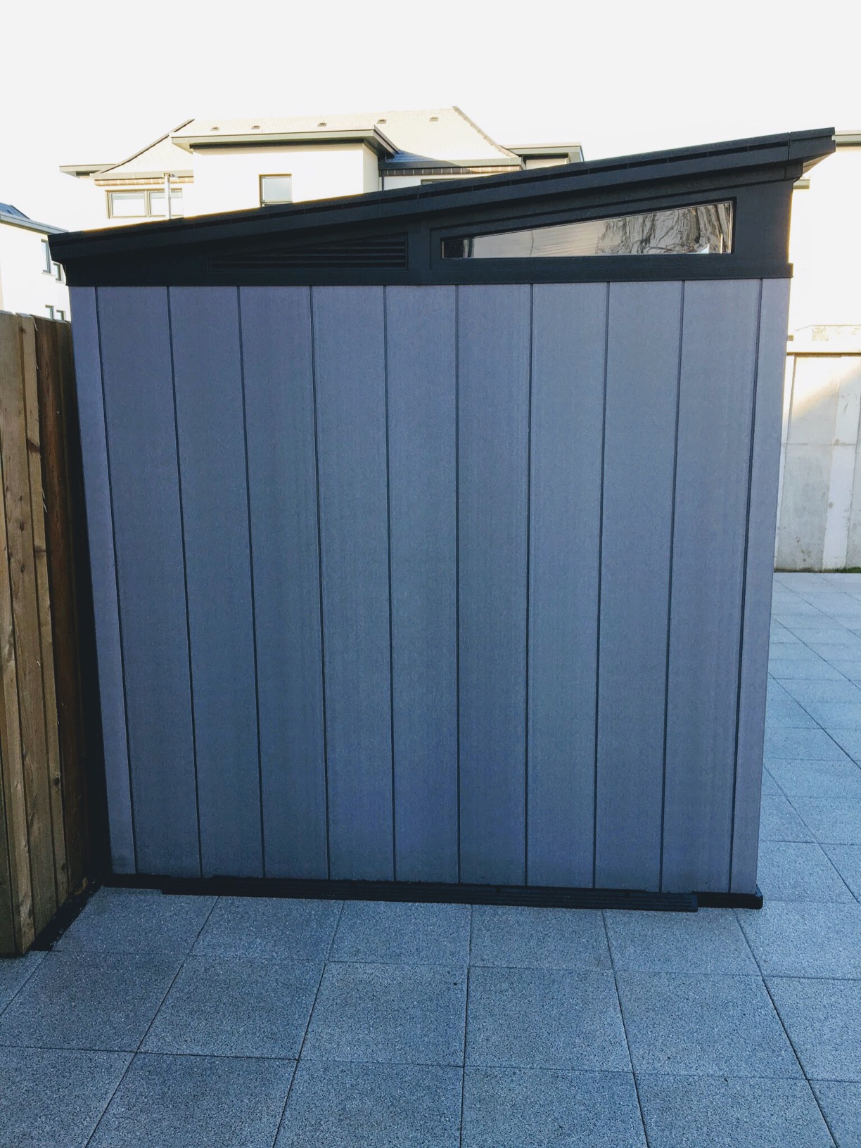 Keter Artisan Outdoor Pent Double Door Garden Storage Shed 7 x 7ft Grey Duotech+ Wood look and feel, Fade Free, All Weather Resistant, Safe and Secure, Zero Maintenance