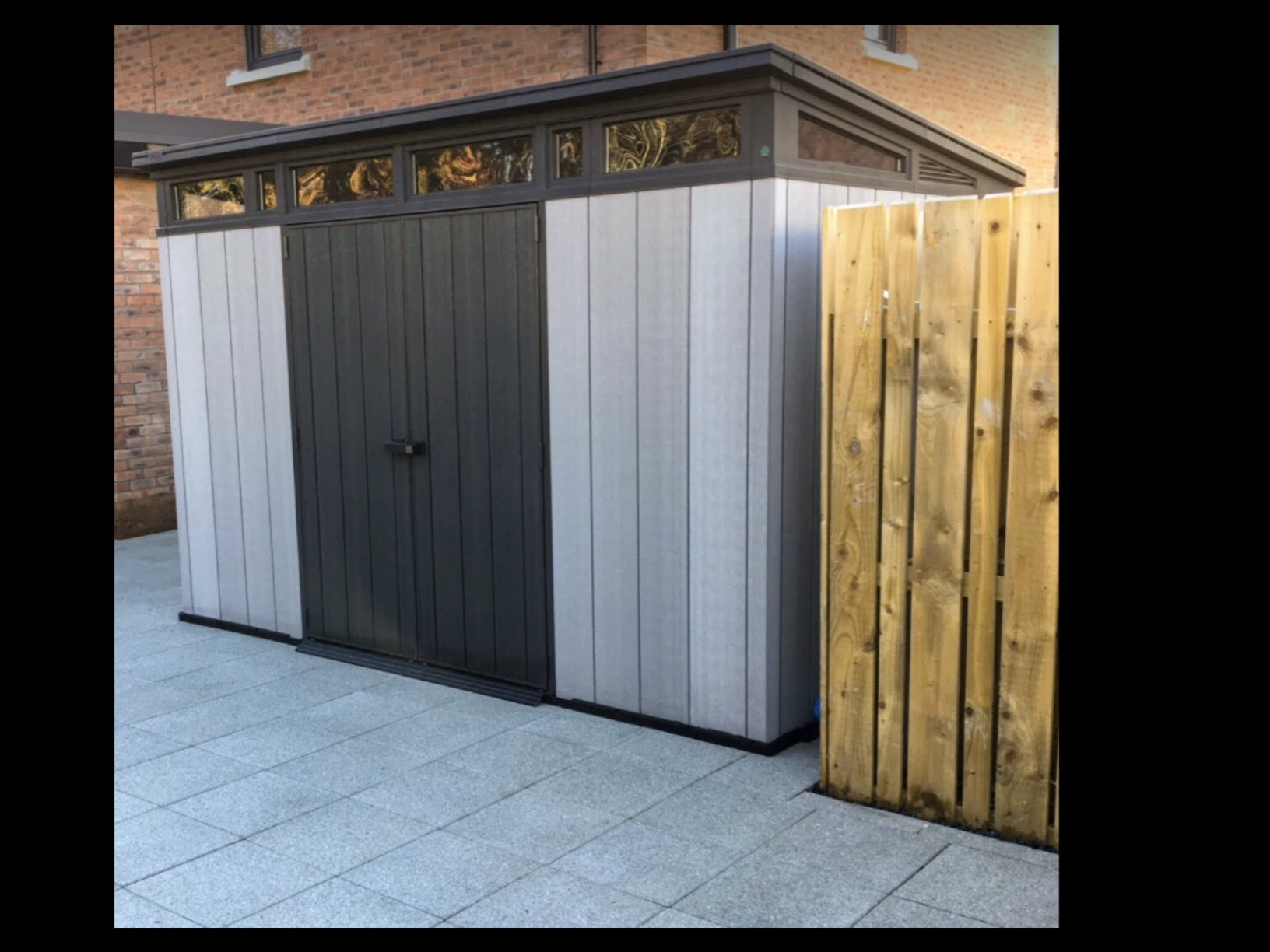 Keter Artisan Outdoor Pent Double Door Garden Storage Shed 7 x 7ft Grey Duotech+ Wood look and feel, Fade Free, All Weather Resistant, Safe and Secure, Zero Maintenance