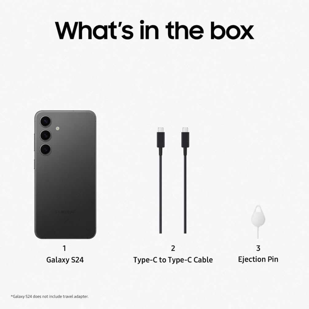 Samsung Galaxy S24, AI Android Smartphone, 8GB RAM, 256GB Storage, 50MP Camera, Long Battery Life, Onyx Black, 3 Year Manufacturer Extended Warranty (UK Version)