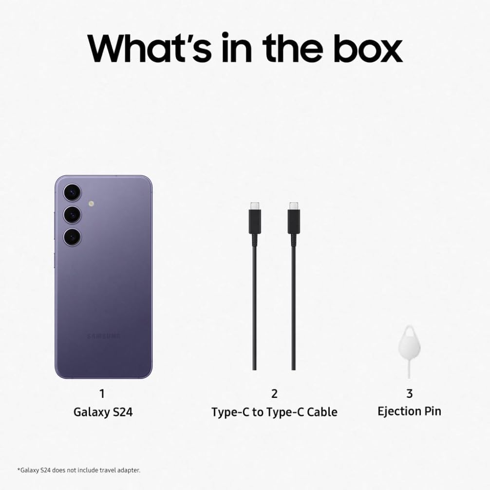 Samsung Galaxy S24, AI Android Smartphone, 8GB RAM, 256GB Storage, 50MP Camera, Long Battery Life, Onyx Black, 3 Year Manufacturer Extended Warranty (UK Version)