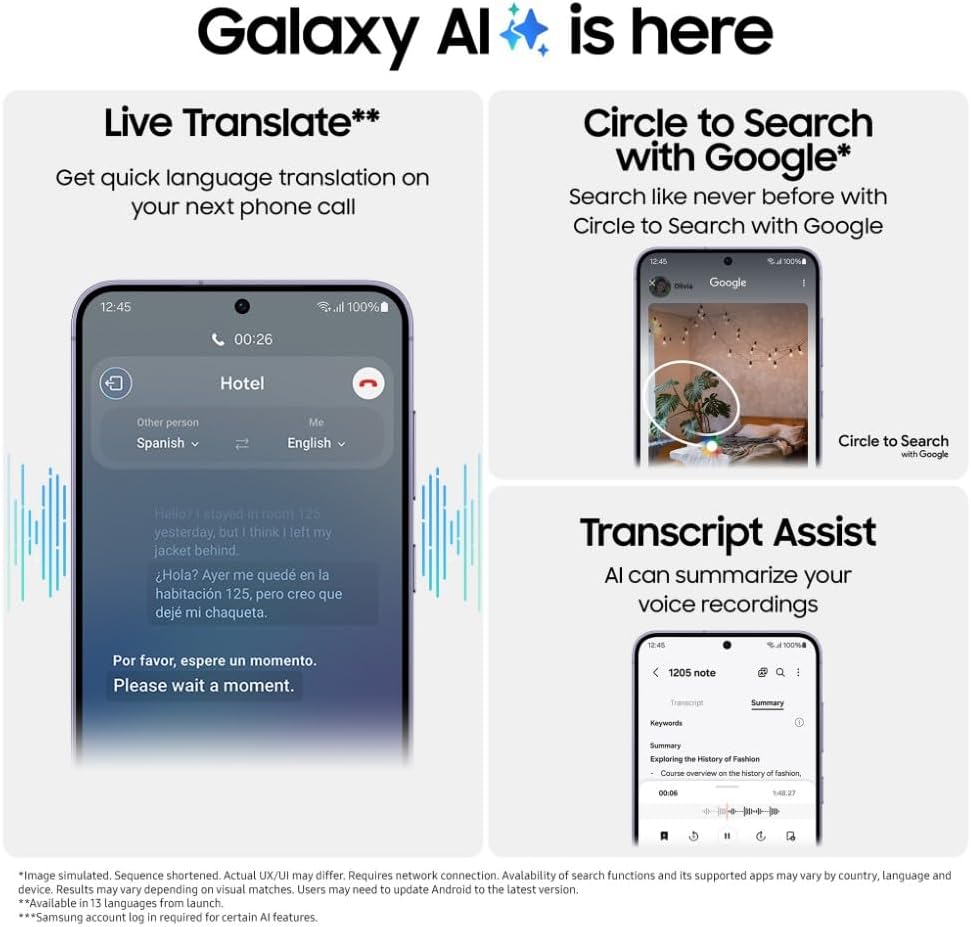 Samsung Galaxy S24, AI Android Smartphone, 8GB RAM, 256GB Storage, 50MP Camera, Long Battery Life, Onyx Black, 3 Year Manufacturer Extended Warranty (UK Version)