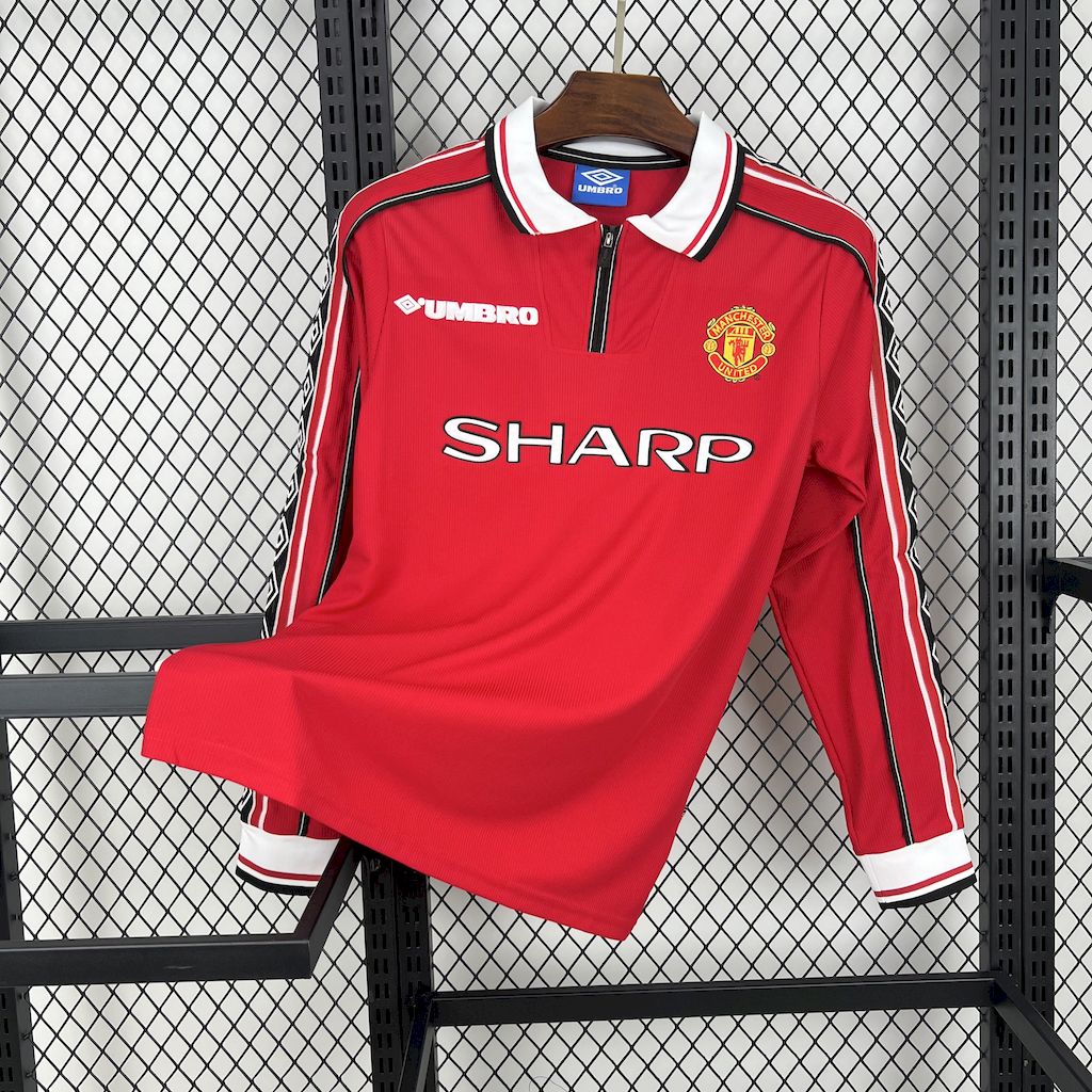 Manchester United maillot foot Retro 1998 1999 Manches Longues