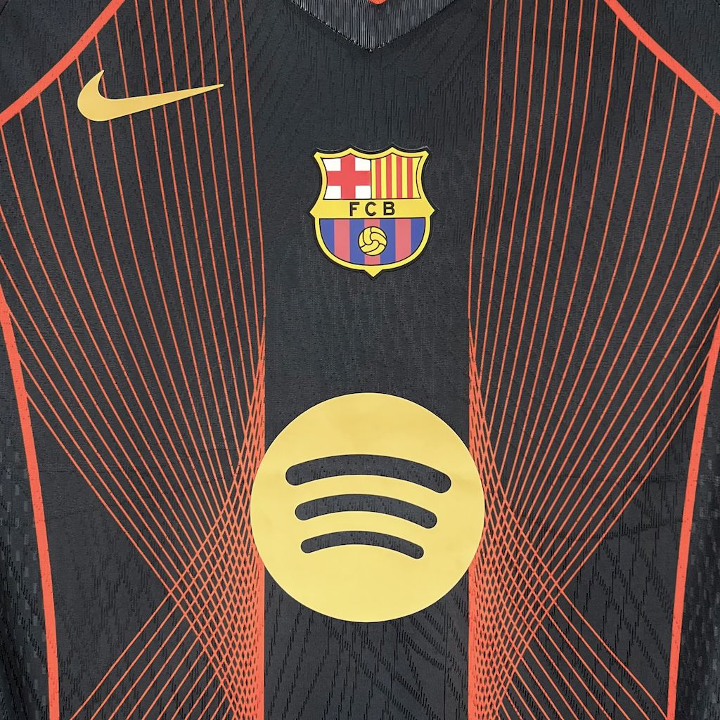 FC Barcelone maillot foot concept  noir orange 2025 2026