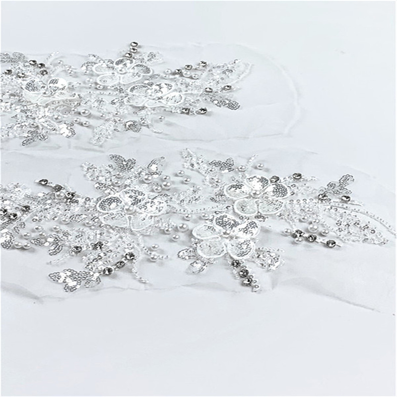 CHICKNIT new 1 pair 3D costume wedding fashion sequin embroidery lace flower applique clothes diy clothing accessories ZA01