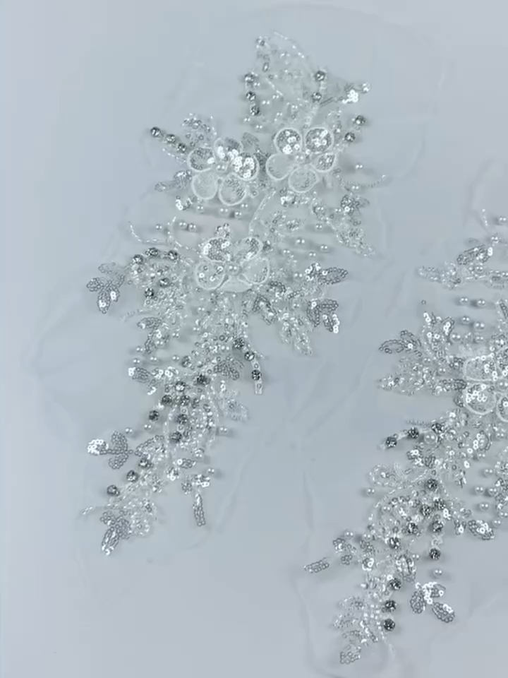 CHICKNIT new 1 pair 3D costume wedding fashion sequin embroidery lace flower applique clothes diy clothing accessories ZA01