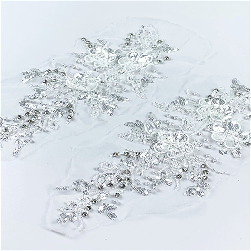 CHICKNIT new 1 pair 3D costume wedding fashion sequin embroidery lace flower applique clothes diy clothing accessories ZA01