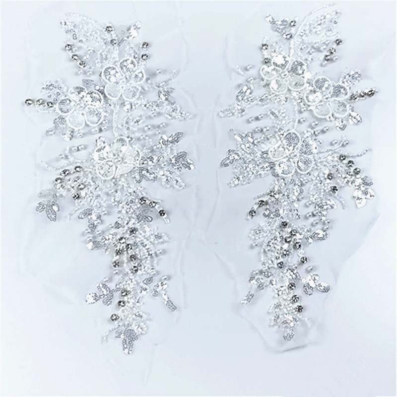 CHICKNIT new 1 pair 3D costume wedding fashion sequin embroidery lace flower applique clothes diy clothing accessories ZA01