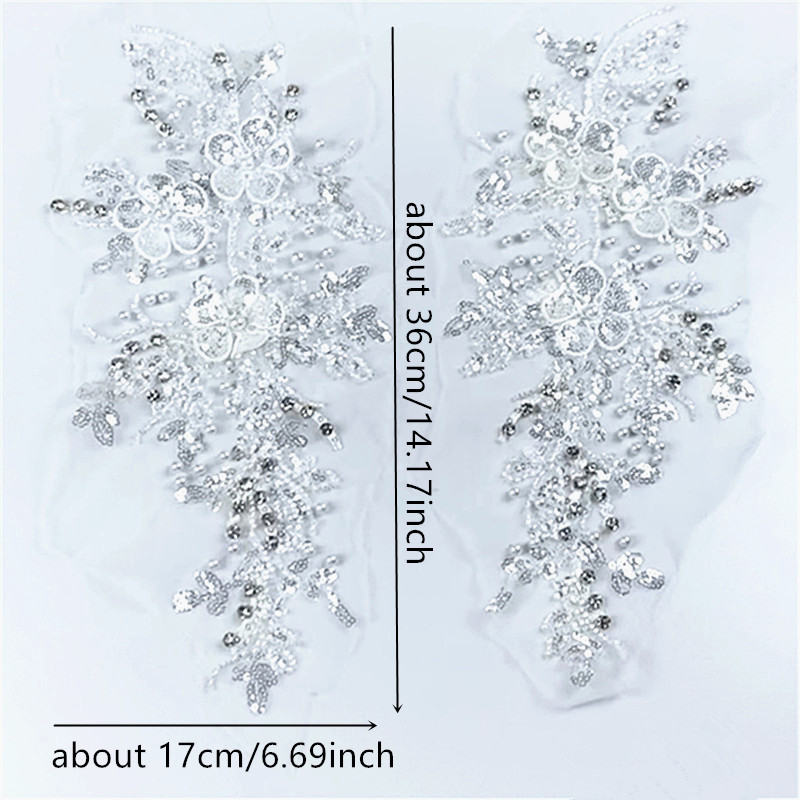 CHICKNIT new 1 pair 3D costume wedding fashion sequin embroidery lace flower applique clothes diy clothing accessories ZA01