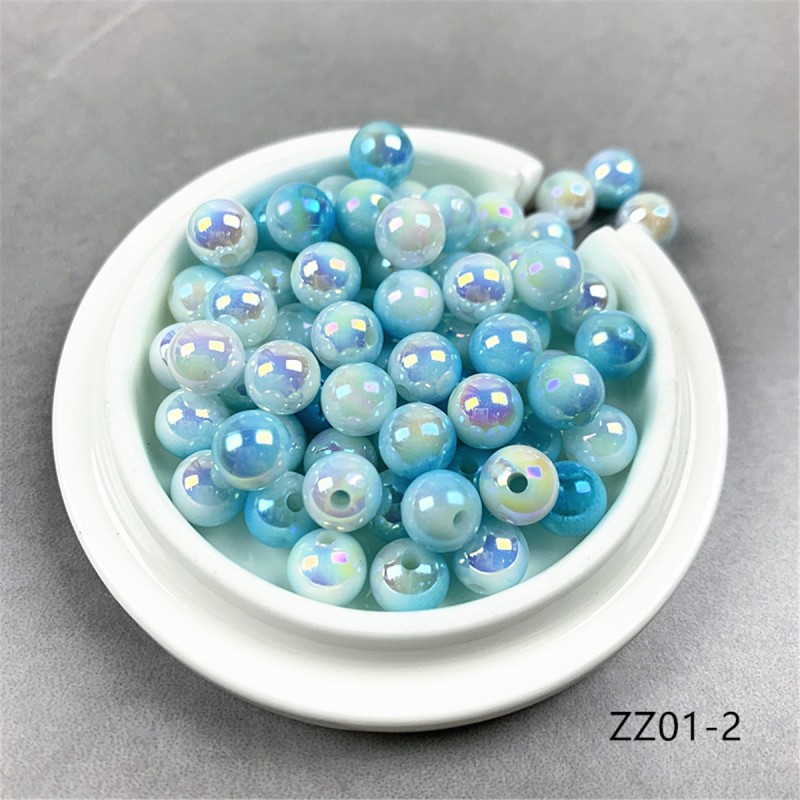 100pcs 6mm 8mm10mm Colorful Phantom Gradient Pearl AB Bubble Beads DIY Straight Hole Loose Bead Jewelry Accessories Material ZZ01