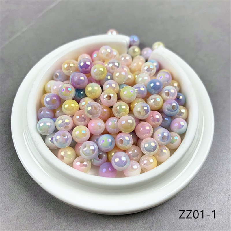 100pcs 6mm 8mm10mm Colorful Phantom Gradient Pearl AB Bubble Beads DIY Straight Hole Loose Bead Jewelry Accessories Material ZZ01