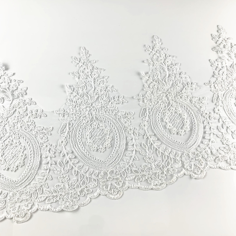 zsbszc 1 yard 30CM width gold white Lace Trim Delicate Wedding Veil Head Ornaments Lace Applique Dress DIY Lace Accessories CG01