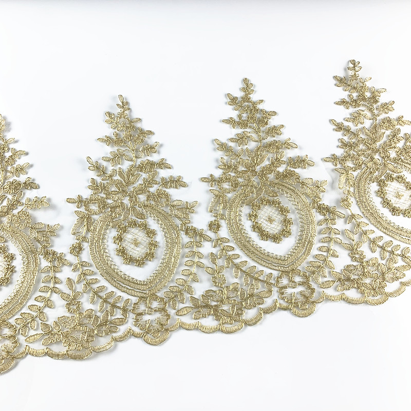 zsbszc 1 yard 30CM width gold white Lace Trim Delicate Wedding Veil Head Ornaments Lace Applique Dress DIY Lace Accessories CG01