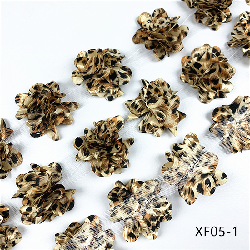 24 flowers (about 2 Yards) 5cm Width 3D Chiffon Flowers DIY lace trim lace ribbon decoration clothes accessories XF05