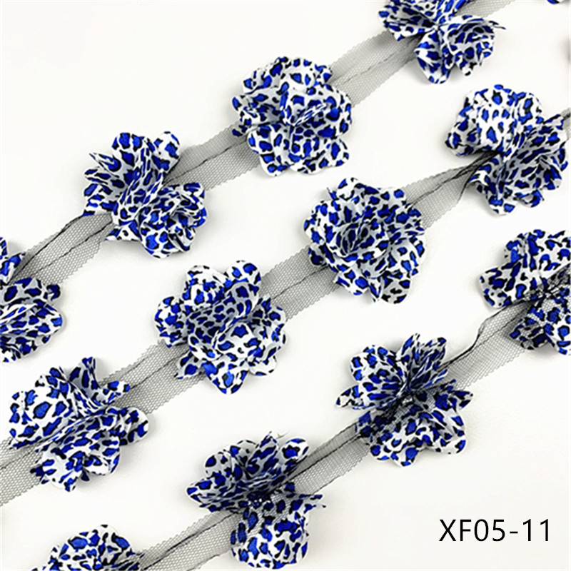 24 flowers (about 2 Yards) 5cm Width 3D Chiffon Flowers DIY lace trim lace ribbon decoration clothes accessories XF05