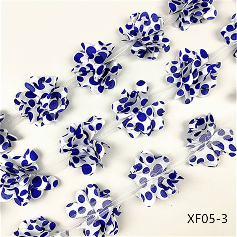 24 flowers (about 2 Yards) 5cm Width 3D Chiffon Flowers DIY lace trim lace ribbon decoration clothes accessories XF05