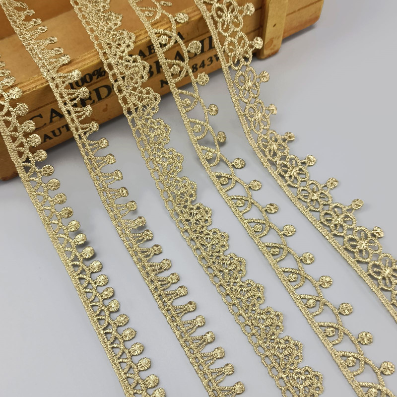 2 yards width 1.5-11.5CM gold lace DIY lolita garment accessorie sewing trim the queen dress wedding lace material BJDB80 BJDB89