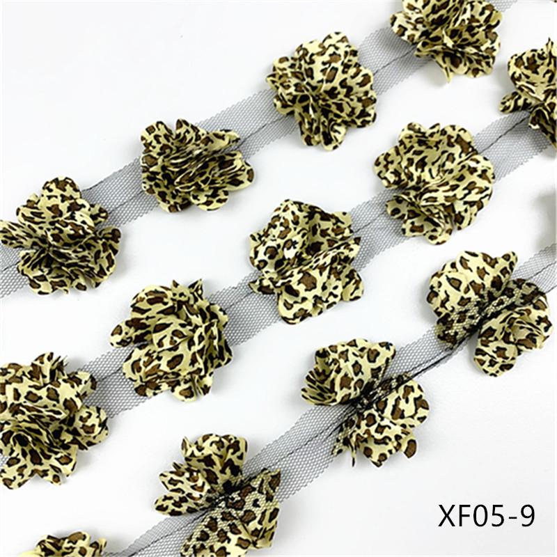 24 flowers (about 2 Yards) 5cm Width 3D Chiffon Flowers DIY lace trim lace ribbon decoration clothes accessories XF05