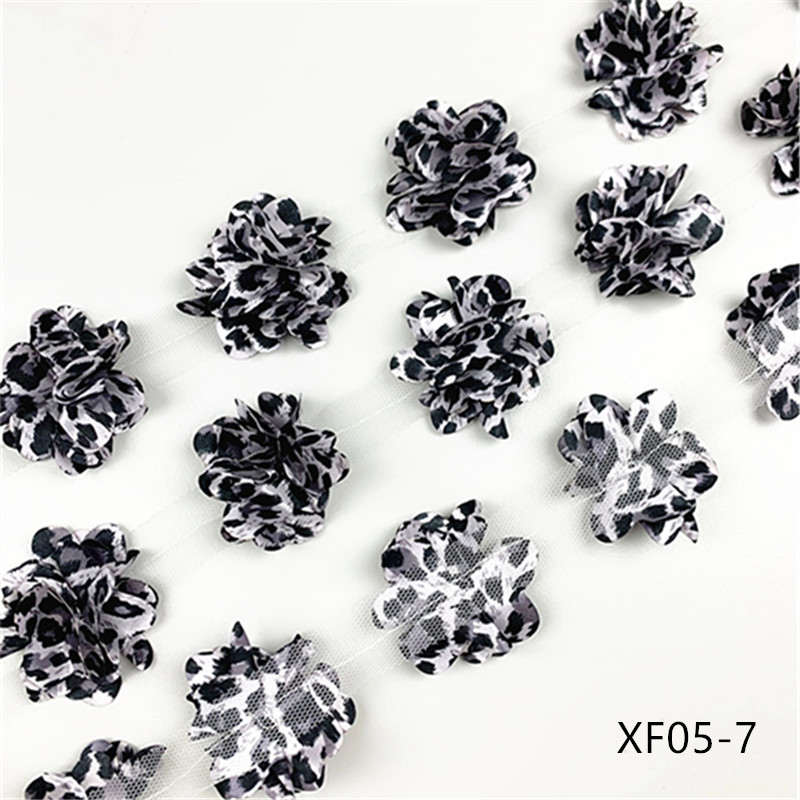 24 flowers (about 2 Yards) 5cm Width 3D Chiffon Flowers DIY lace trim lace ribbon decoration clothes accessories XF05