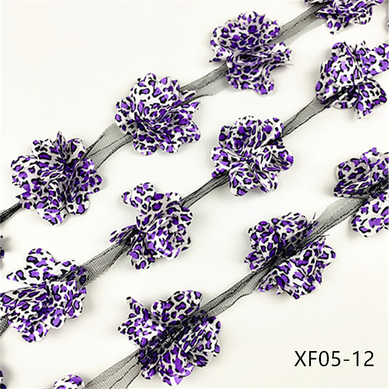 24 flowers (about 2 Yards) 5cm Width 3D Chiffon Flowers DIY lace trim lace ribbon decoration clothes accessories XF05