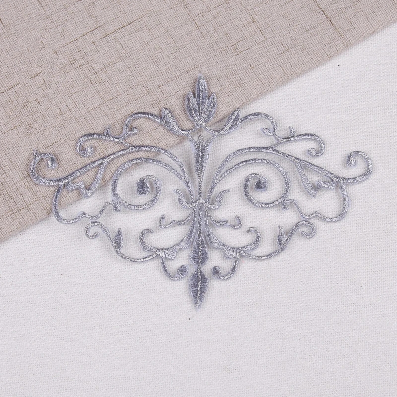 3PCS iron on embroidered patches custome stickers vintage venise flower appliqued gold silver flower mirror pair CA009